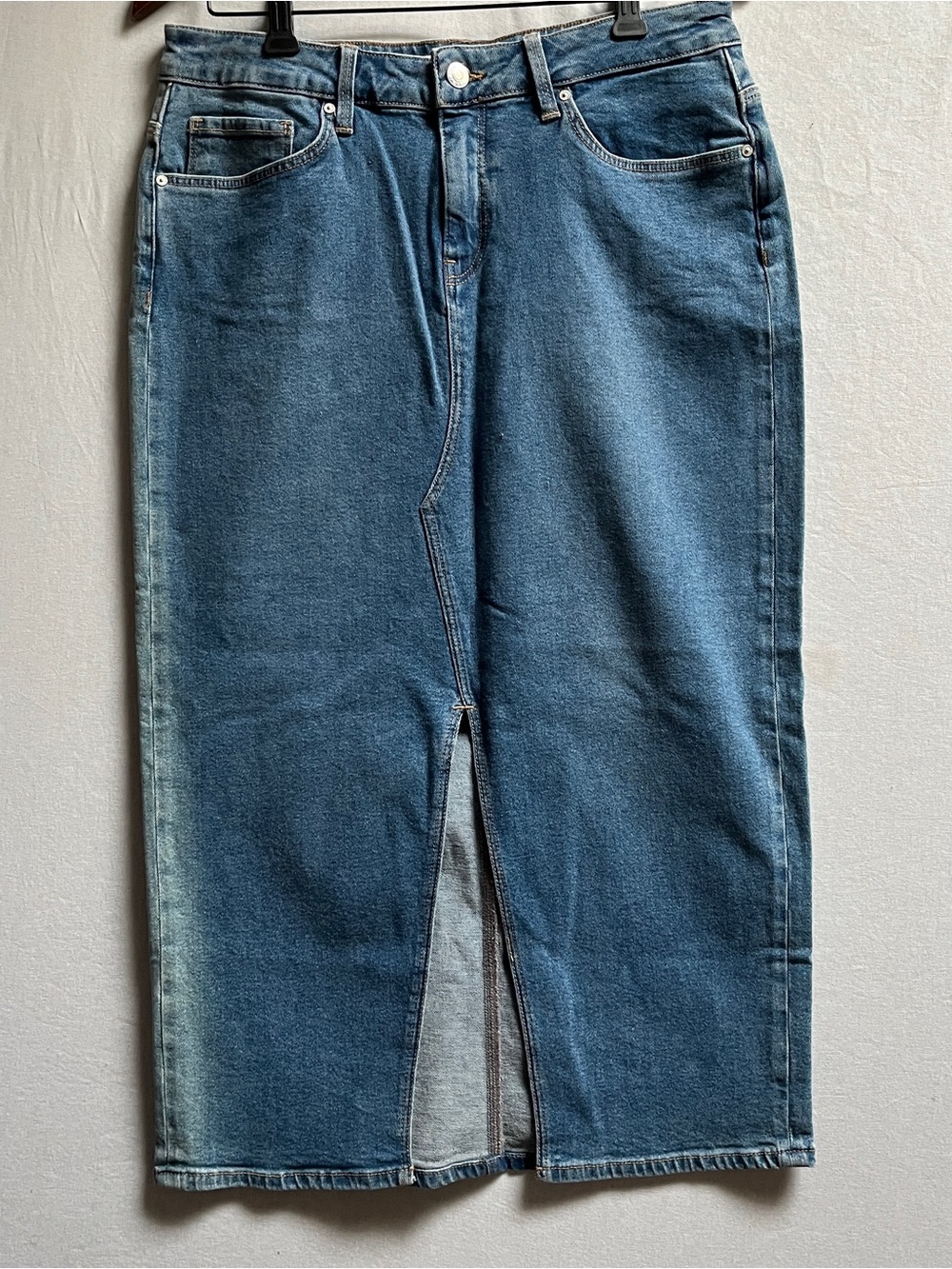 Mavi Front Slit High Rise Denim Midi Skirt 5 Pocket Casual 32